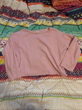 aerie Light Pink Crewneck Cropped Sweater